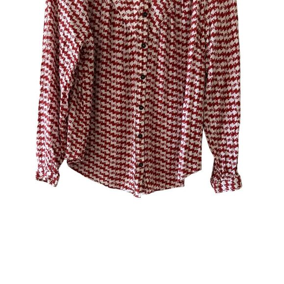 Anthropologie Maeve Avignon Abstract Scotty Dog Print Button Up Top SZ L - Picture 3 of 10